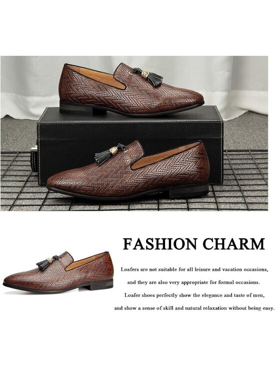 Meijiana Men\'s Brown04 Velvet Loafers Tassel Buckle Slip On Tuxedo Wedding Shoes main image 6